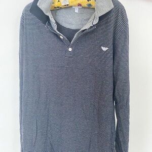 GAP Black and White Striped Long Sleeve Shirt